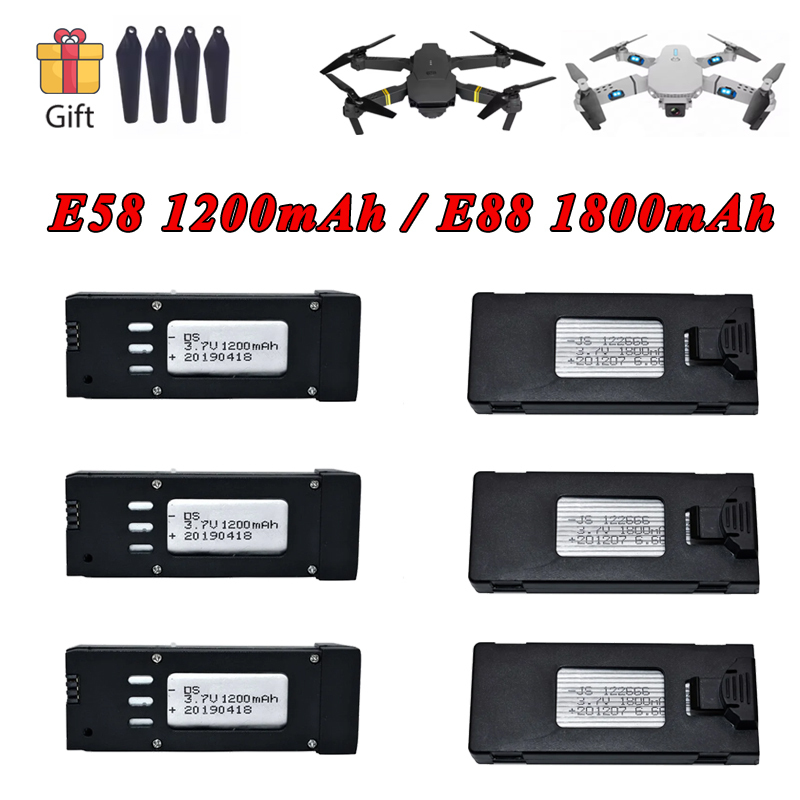 3.7 فولت 1200 مللي أمبير 1800  - مراجعة Eachine Drone E58 وسعره